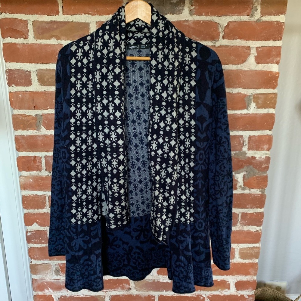 Gypsy 05 Drape front sweater blue M global village